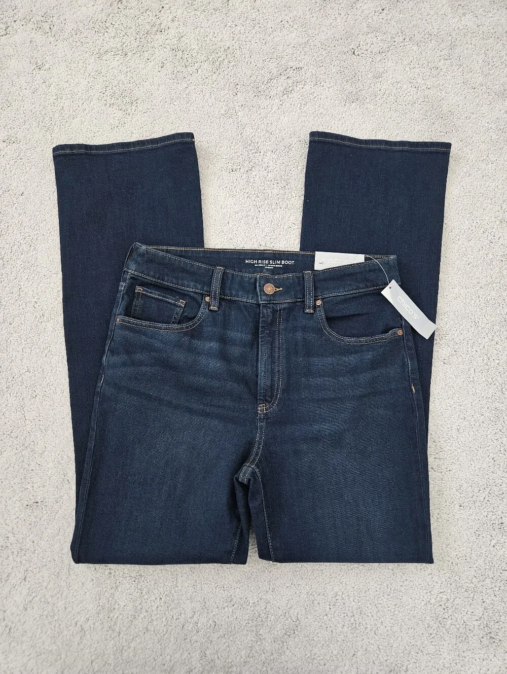 NWT Chicos High Rise Slim Boot Cut Stretch Jeans Rosemary Indigo Womens 8R / 1R